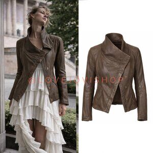 Streetwear | AllSaints Avant Garde Brown Leather Jacket | Rick Owens Vibes | M